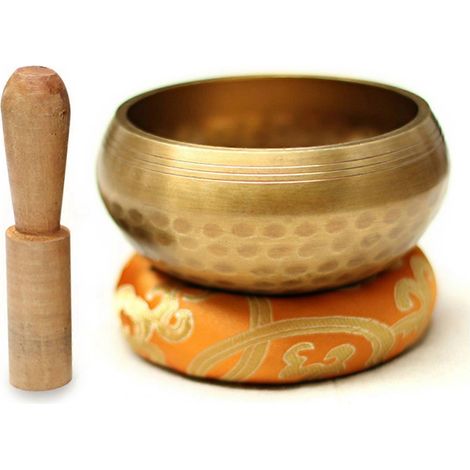 Nepal Tibetisches buddhistisches Klangschalen-Set mit Pad, Ring und Schlägel – Meditations-Set für Zuhause, Schlafzimmer, Tempel, Yoga-Studio