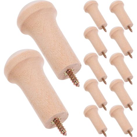 12 crochets muraux bois, 26x52 mm, bois massif, pour vêtements (1/5)