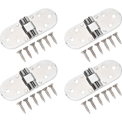 Lot de 4 charnières à rabat à 180° en métal, épaisseur 0,09 po, pour table pliante et machine à coudre, finition chrome brillant. (1/5)