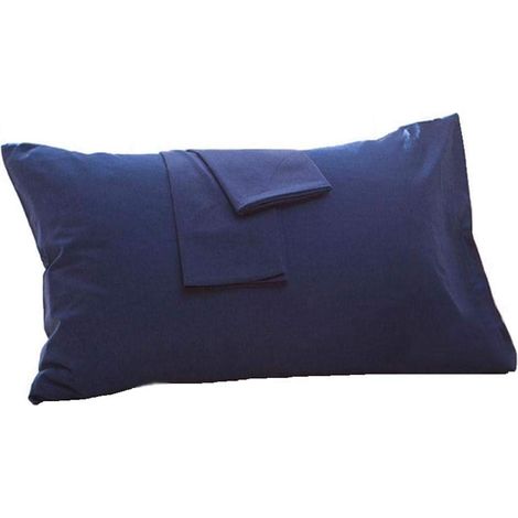 2 taies d'oreiller 50x70cm 100% coton taie d'oreiller anti-acariens pour la maison, taies d'oreiller d'hôtel (bleu marine-50x70cm) (1/4)