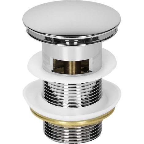 ML-Design Piletta Lavabo Pop Up Valvola di Scarico Tappo Set Scarico Universale 1 1/4" in Ottone Cromato Adatto per Lavandino Lavello Vasca Bidet Raccordo Scarico Rifiuti con Troppopieno per Bagno (1/5)