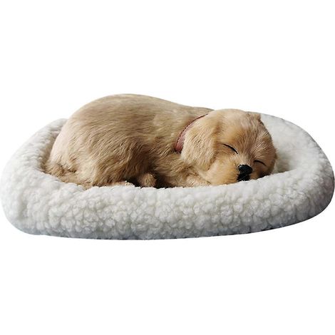 Peluche réaliste chat et chien endormis et respirants avec tapis, décoration créative d'animaux (1/4)