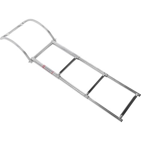Échelle de bateau 3 marches inox robuste escamotable télescopique pour plateforme de baignade avec poignée arquée (1/5)