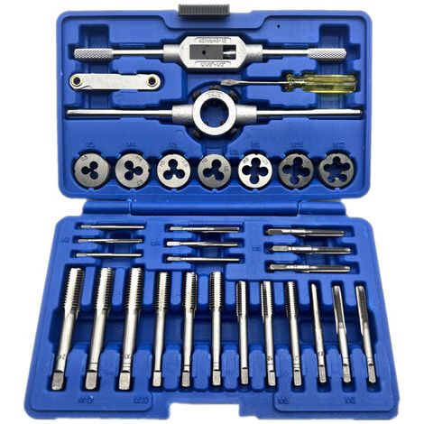 32-teiliges HSS-Gewindeschneide-Set, metrischer Schraubenschlüsselschnitt M3-M12, Wolframkarbid-Handgewindeschneidwerkzeug, Gewindeherstellungs-Bit-Set