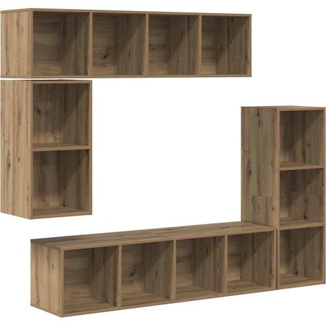Maison Exclusive - Conjunto de mueble de TV 4 pcs Roble artesanal