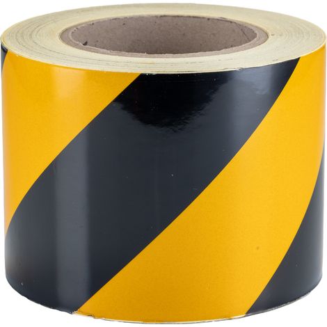 Ruban réfléchissant RS PRO, Noir/Jaune 100mm x 25m Acrylique solvant de haute qualité ( Prix pour 1 ) (1/2)