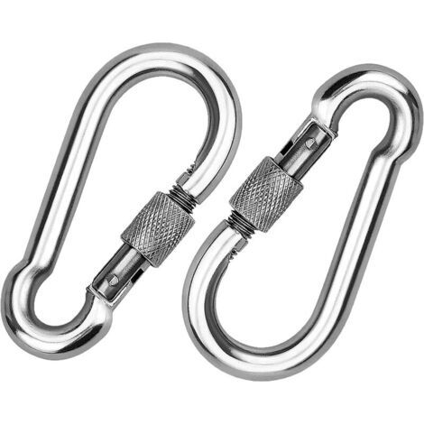 2 Pièces 304 Mousqueton en INOX, Mousqueton à Vis en Acier INOX, Mousqueton en Acier INOX, pour Accrocher des Cordes, des Chaînes, des Ceintures, des Câbles (1/5)