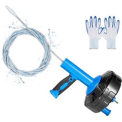 Furet Déboucheur Canalisation 7.6M,Spirale Nettoyage Tuyau avec Fonction Automatique,Manuel et Électrique Canalisation,Nettoyage de Tuyaux pour Toilettes Évier Cuisine Salle Bain 7.6m - Automatique