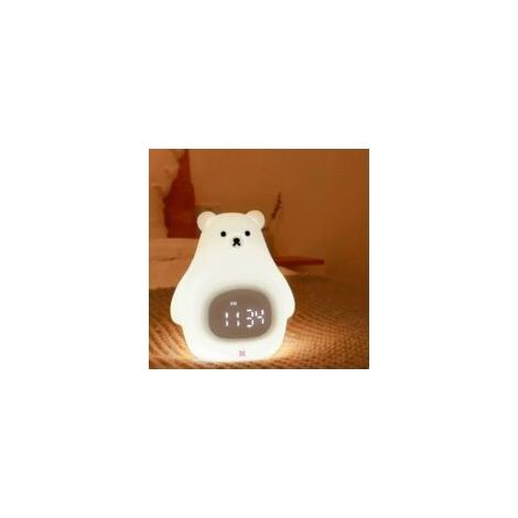 Veilleuse en forme d'ours, réveil mignon pour enfants, lampe de chevet portable, en silicone souple sans BPA, rechargeable par USB, convient aux filles, aux garçons et aux tout-petits. (1/5)