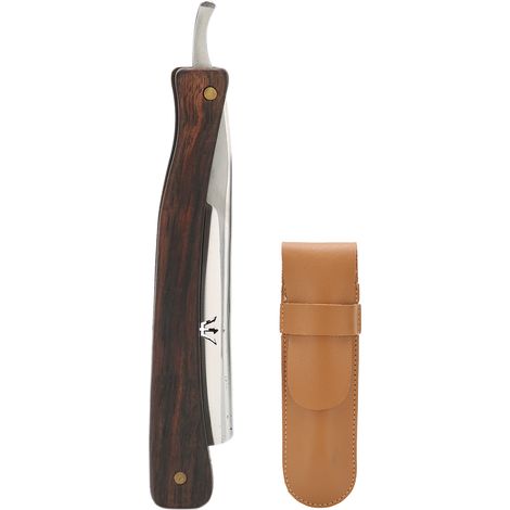 Porte-lames de rasoir manuel pour homme, pliable, avec étui de rangement en cuir PU (1/5)
