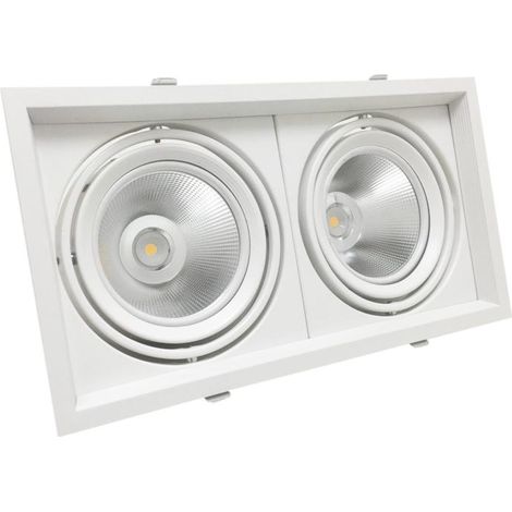 Kit Support Double AR111 Encastrable Orientable avec Ampoules LED 20W - Blanc Neutre  - SILUMEN