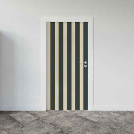 Sticker porte, rayures tendance Vintage Noir et Beige, 204 cm X 60 cm (1/5)