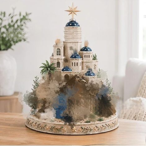 Nouvelle figurine de phare de la Nativité - Ornement artisanal en résine - Figurine de phare - Hauteur 17 cm