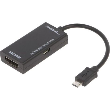 Adaptateur HDMI femelle port USB B micro USB B micro prise 0.14 sert le 3D de resolution jusqu'a 1080p - Noir