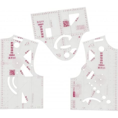 Règle Couture - Lot de 3 - Plastique Transparent - Mesure Vêtements et Tissus - Pour Créateurs et Tailleurs - 50x85mm (1/5)