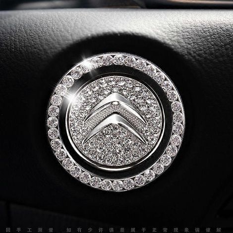 anneau décoratif en strass cristal pour bouton de démarrage/arrêt de moteur Citroën, accessoire auto bling-bling, pour bouton de démarrage, clé de contact et pommeau de clé. (1/2)