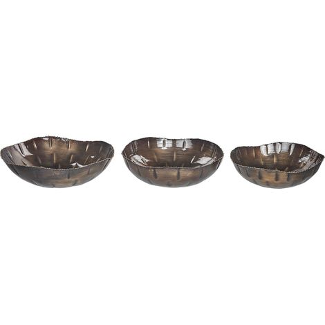 Set di 3 vassoi decorativi in metallo Piatto rotondo in ottone anticato Garut