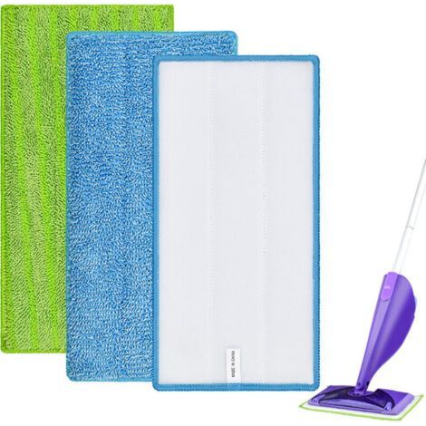 3 Pack Reusable Mop Pads Replacement Compatible for Swiffer Wet Jet Mops, Dry & Wet Used Refills Pad for Wet Jet 12" Mop, Durable Wet Spray Mop Replacement Pads for All Purpose Floor Clean (1/5)
