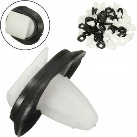 Lot de 100 clips de garniture pour Fiat Ducato – Fixation panneau joint – Plastique blanc et noir – Montage facile - 100pcs (1/4)