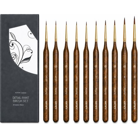 10 Pcs Pinceau Fin Figurine pour Peinture par Numéros de Précision