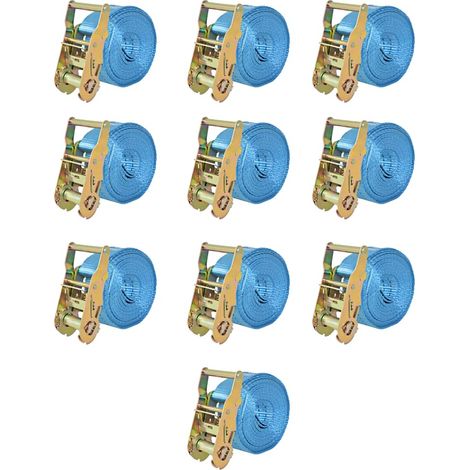 Correas de sujeción de trinquete 10 uds 2T 6mx38mm azul vidaXL