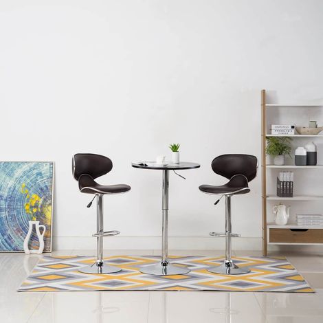 vidaXL Tabourets de bar 2 pcs marron similicuir (1/5)