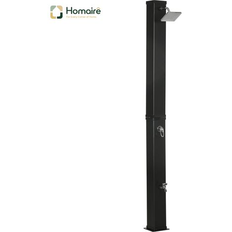HOMAIRE Solardusche 40L Außendusche avec douche pied et pommeau de douche pluie, température de l'eau jusqu'à 60°C, incluant matériel de montage, noir