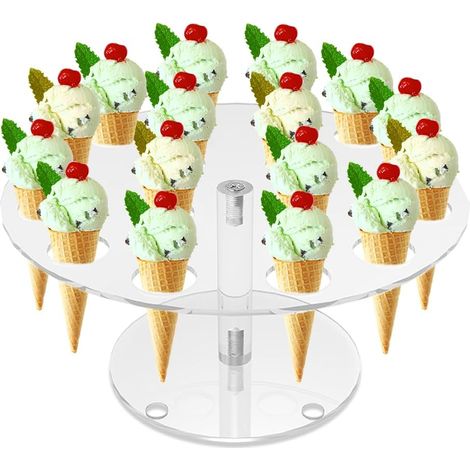 Eiscremeständer mit 16 Löchern, Eiswaffelhalter, Eiswaffelständer aus Acryl für Hochzeitsfeiern und Geburtstagsdekorationen (1/5)