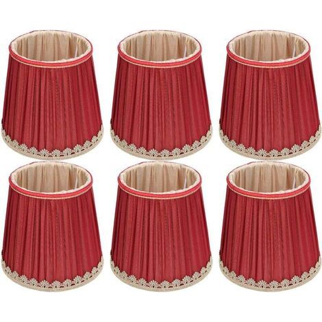 pair Abat Jour Tissu Rouge Vin Bord Doré Pour Lustre Table E14 Applique Murale