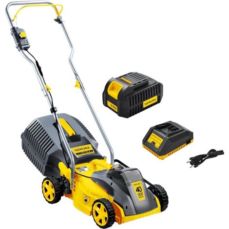 Nemura – Tondeuse à batterie 40V – Moteur Brushless – Largeur de coupe 32cm – Autonomie 30min – Bac de ramassage 30L (1/5)
