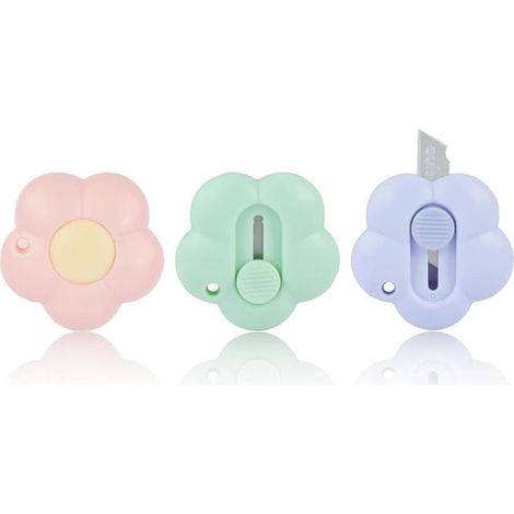 Couteau de Papeterie, 3PCS Mini Couteau Utilitaire Rétractable, Mini Ouvre Lettre, Cutter, Couteaux à Tapis, Box Cutter pour la Papeterie, Express Box, Papier, Papier Découpe, Carton (1/5)