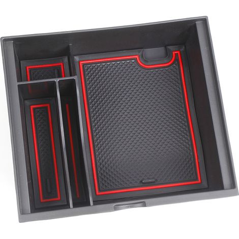 Suitable for 2021 Tesla Model 3/Y center console storage box/armrest storage compartment - customizable, telescopic - [Type A] 2021 Model 3/Y - silicone pad type (1/4)