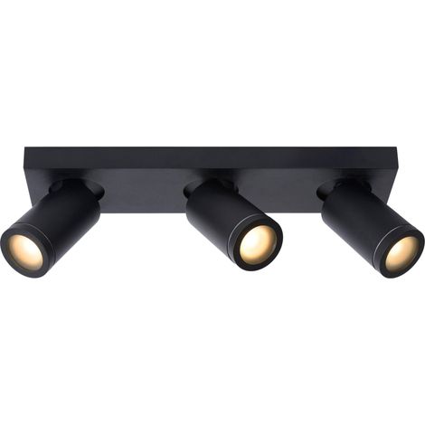Lucide TAYLOR - Deckenstrahler Badezimmer - LED Dim to warm - GU10 - 3x5W 2200K/3000K - IP44 - Schwarz (1/5)
