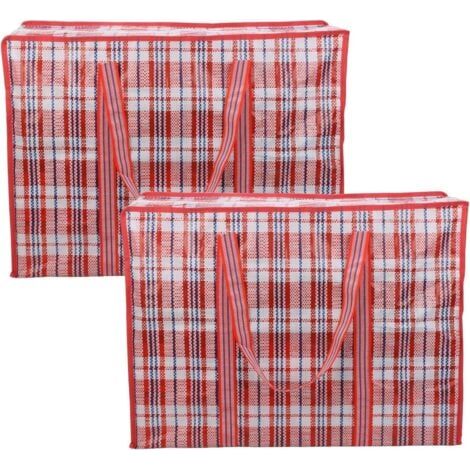 (Rot) 2er-Pack Aufbewahrungstasche, Aufbewahrungstasche Kleidung Große Kapazität Umzugstaschen mit Reißverschluss für Wäsche, Umzüge, Einkäufe (1/5)