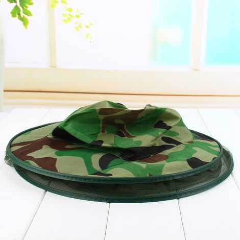 Bonnet anti-moustiques camouflage filet de pêche chapeau moustiquaire tête protection camping lot (1/5)