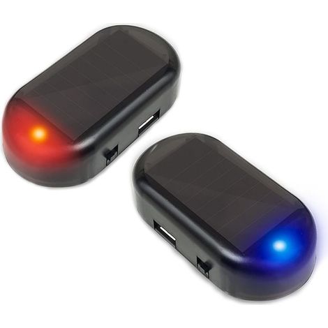 Lot de 2 fausses alarmes solaires pour voiture : feu de sécurité clignotant à LED avec port USB (1/5)