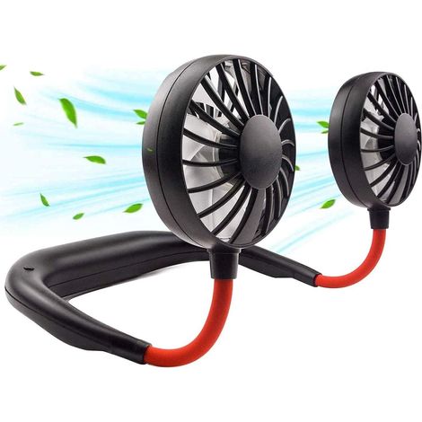 Ventilateur de cou portable rechargeable USB, ventilateur mains libres à porter autour du cou, 3 vitesses réglables, rotation à 360°, ventilateur de refroidissement personnel pour voyage, sport, burea (1/5)