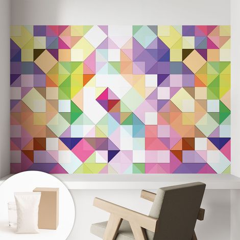 Papier peint intissé pour salon chambre à coucher peint imprimé Installation facile - Colle incluse gratuite Formes colorées 104x70 cm (1/5)