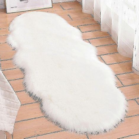 Tapis en fausse peau de mouton 60 x 115 cm, doux et soyeux, idéal pour le salon, la chambre, la salle de jeux pour enfants, le dortoir ou la décoration intérieure. (1/5)