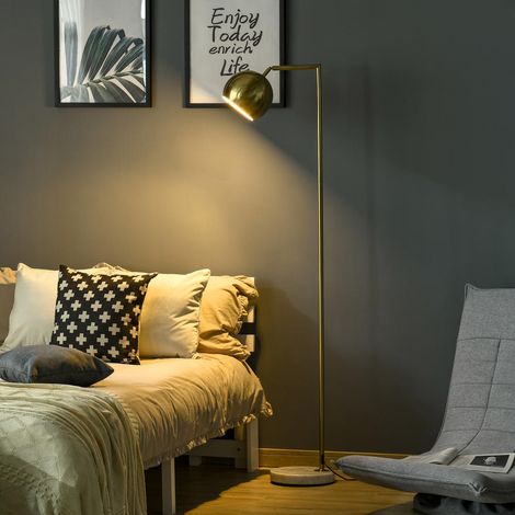 Lampada da Terra Moderna con Paralume Regolabile in Stile Vintage Compatibile con E27 40W - Oro (1/5)