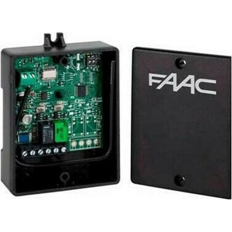Faac – Récepteur radio 868 MHz à 2 canaux – Tension 12-24V – Fréquence 433,92 MHz – Protection IP44 – Dimensions 90x70x32,5 mm (1/3)