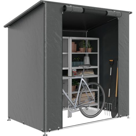 Abri de garage étanche 1,9 x 1,2 m avec porte zippée enroulable et fenêtre d'aération. Gris foncé.