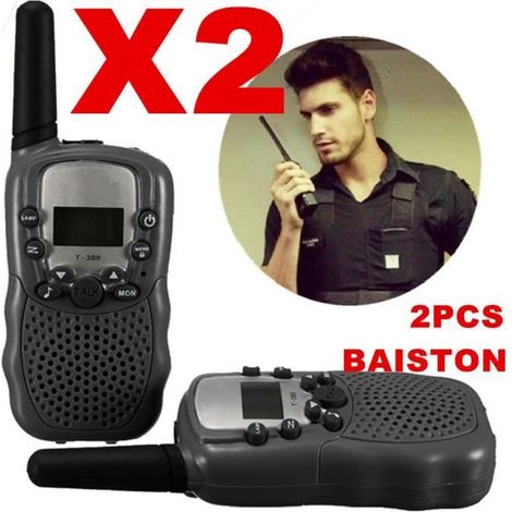 Baiston T-388 Talkie Walkie 2PCS Mini Walkie Talkie Portable Multi-Canaux 2-Way 3KM LCD UHF Auto VOX Wireless FM Radio-Noir (1/4)