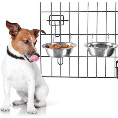 Lot de 2 gamelles en Acier Inoxydable pour Chien à Suspendre à la Cage, Niche et Grillage, pour Nourriture et Eau, 590 ML chacune, passent au Lave-Vaisselle (1/5)