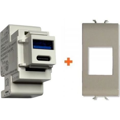 Perry presa USB A + C 3A compatibile Gewiss Chorus bianca - 1MCUSB002B