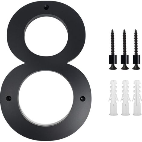 12 inch house number plate (8, black) modern house number plate made of zinc alloy, house number