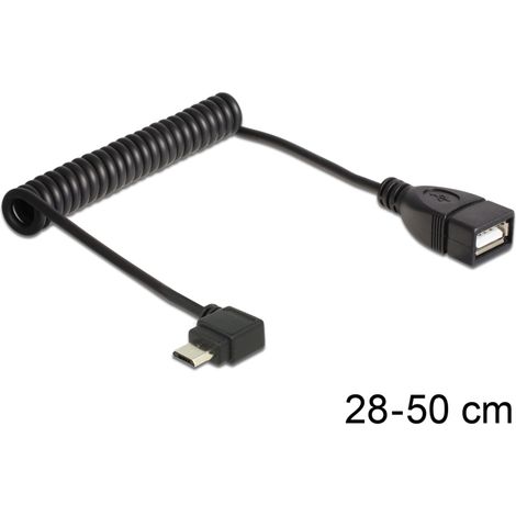 Cable USB Micro-B   USB2.0 A Hembra OTG 28-55cm cable en espiral