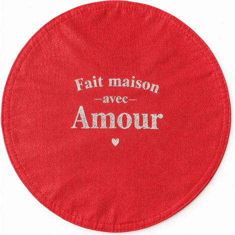 Set de table rond à paillettes brodé fait maison avec amour (1/2)