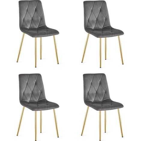 Fauteuil Libra - velours gris foncé / pieds dorés x 4 (1/5)