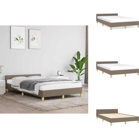 Bettgestell ohne Matratze Taupe 120x200 cm Stoff - Bettestell - Doppelbett - Lattenrost - Kopfteil - Taubenfarbenes Bett (1/5)
